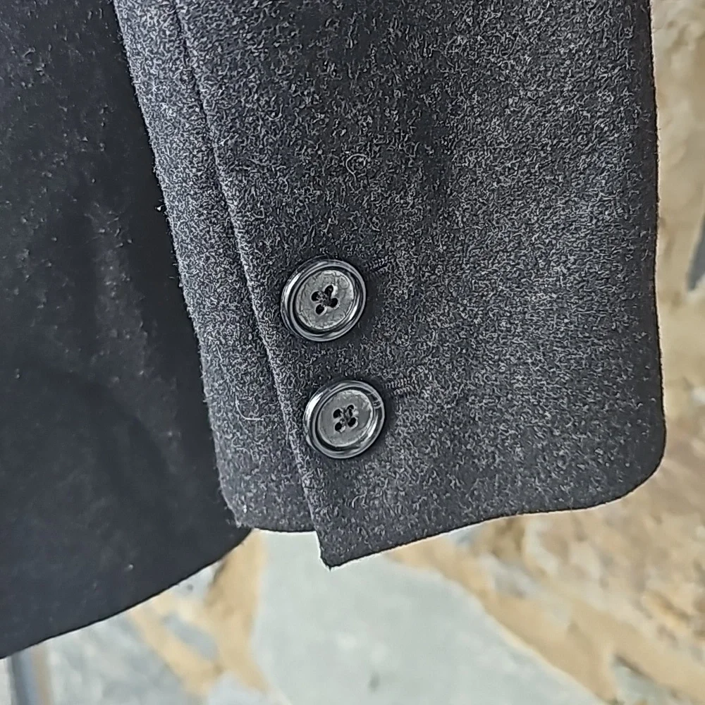J Crew Vintage  Charcoal Dark Gray Wool Double Breasted Pea Coat M - Picture 6 of 9